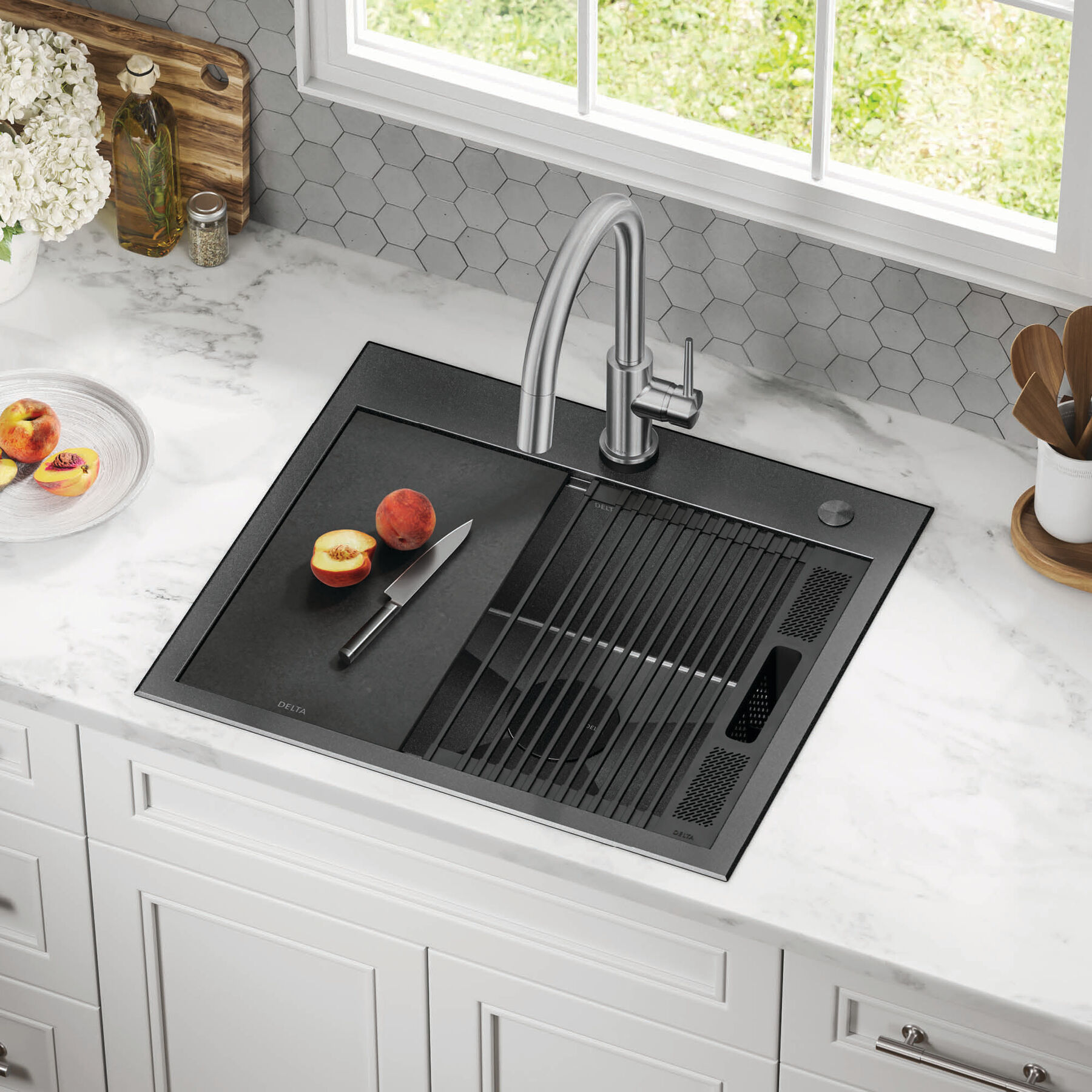 25&rdquo; Drop-In Top Mount&nbsp;16 Gauge Workstation Kitchen Sink Single Bowl&nbsp;with WorkFlow&trade; Ledge and Accessories